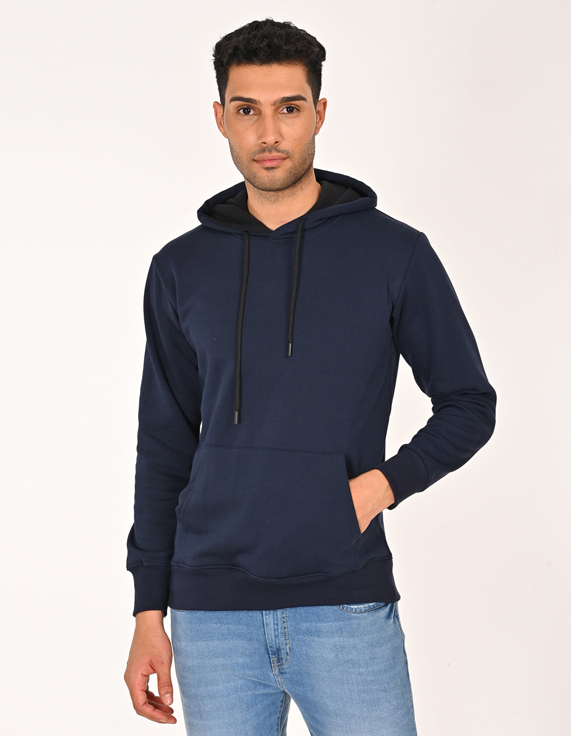 Stylofy Men Regular Fit Cotton Hoodies ( Navy Blue )