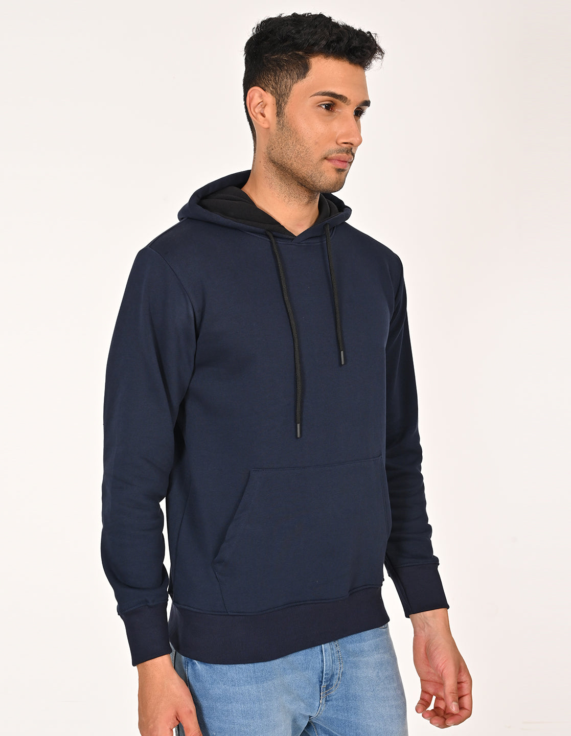 Stylofy Men Regular Fit Cotton Hoodies ( Navy Blue )