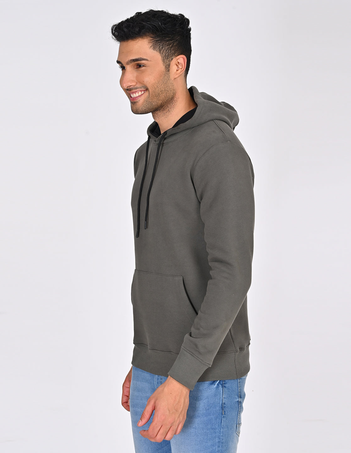 Stylofy Men Regular Fit Cotton Hoodies ( Olive )