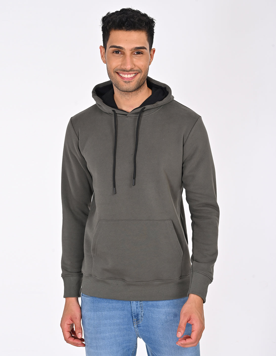 Stylofy Men Regular Fit Cotton Hoodies ( Olive )