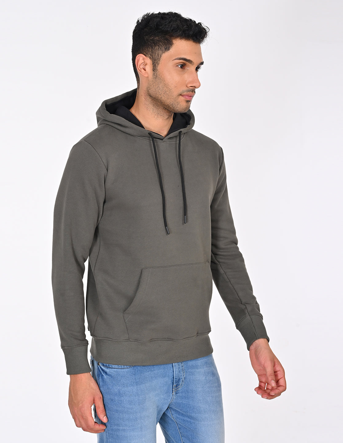 Stylofy Men Regular Fit Cotton Hoodies ( Olive )