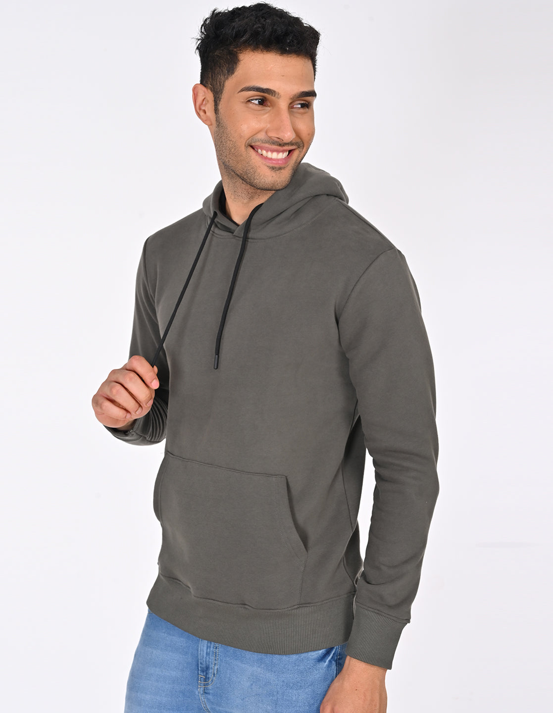 Stylofy Men Regular Fit Cotton Hoodies ( Olive )