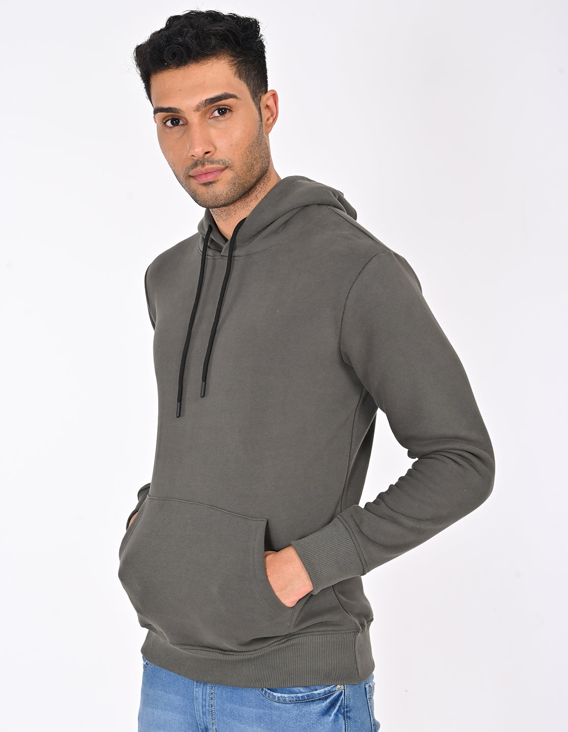 Stylofy Men Regular Fit Cotton Hoodies ( Olive )