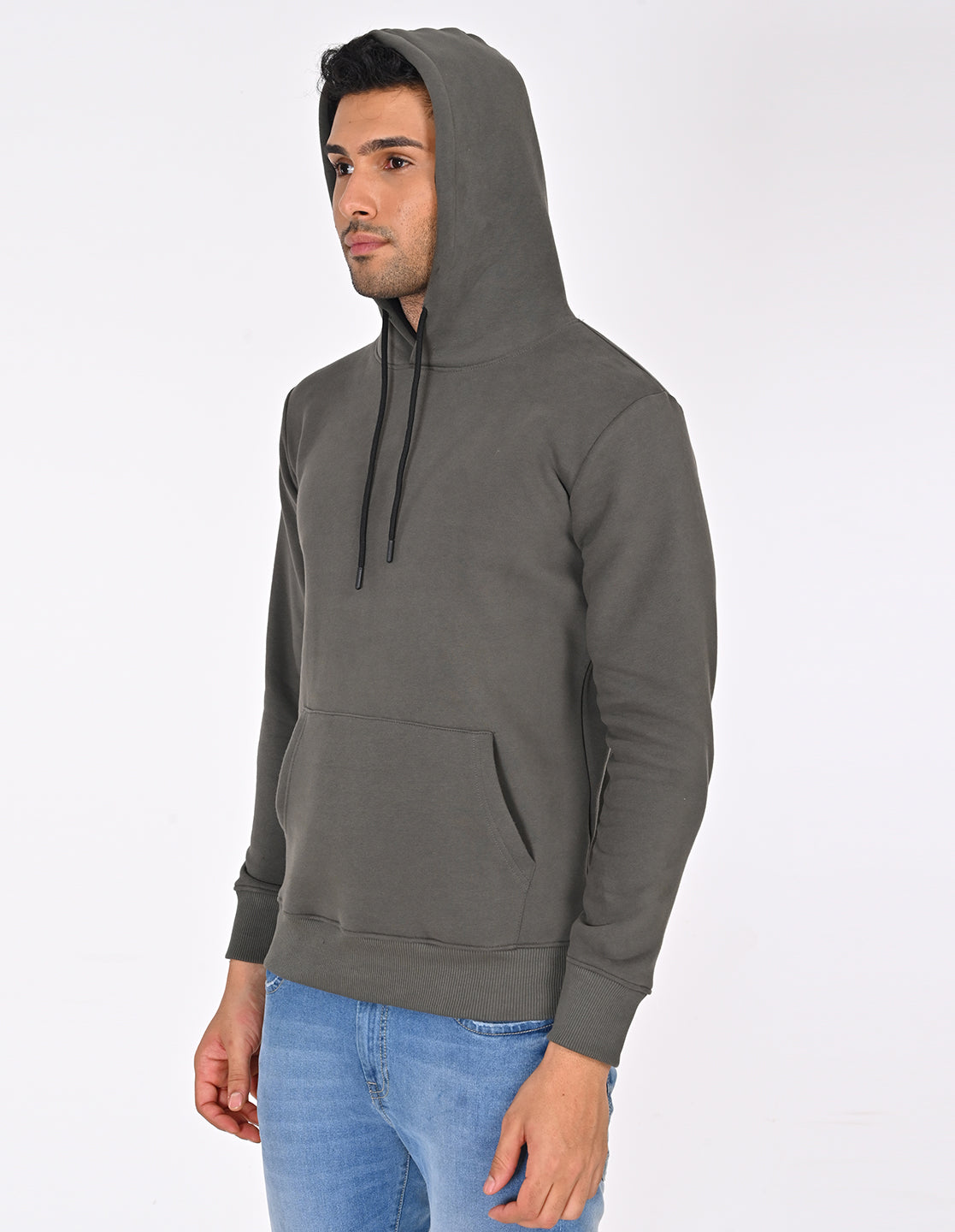 Stylofy Men Regular Fit Cotton Hoodies ( Olive )